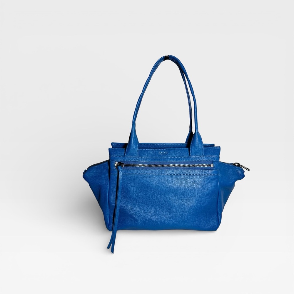 Botkier Trigger Satchel Cobalt Blue Genuine Leather Shoulder Bag - Picture 4 of 6